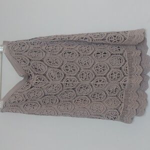 Valerie Stevens Gray Lace Pattern Flare Skirt with Intricate Design Size XL